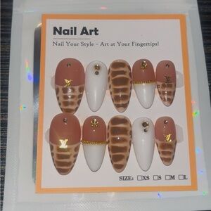 10 PC Hand Crafted Brown Croc Nails NWT